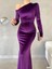 Omzu Açık Maxi Boy Kadife Kumaş Abiye Elbise Mor 582009 3