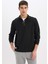 Regular Fit Dik Yaka Yarım Fermuarlı Basic Düz Sweatshirt 13