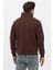 Unisex Regular Fit Pamuklu Dik Yaka Yarım Fermuarlı Sweatshirt Kahverengi - M 7