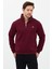 Regular Fit Dik Yaka Pamuklu Unisex Yarım Fermuarlı Nakışlı Sweatshirt Bordo - 2xl 1