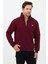 Regular Fit Dik Yaka Pamuklu Unisex Yarım Fermuarlı Nakışlı Sweatshirt Bordo - 2xl 2