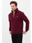 Regular Fit Dik Yaka Pamuklu Unisex Yarım Fermuarlı Nakışlı Sweatshirt Bordo - 2xl 3