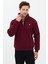 Regular Fit Dik Yaka Pamuklu Unisex Yarım Fermuarlı Nakışlı Sweatshirt Bordo - 2xl 4