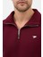 Regular Fit Dik Yaka Pamuklu Unisex Yarım Fermuarlı Nakışlı Sweatshirt Bordo - 2xl 6