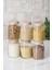 6 Lı Set Bambu Kapaklı Cam Kavanoz & Erzak Saklama Kabı 800 ml Orta Boy ( Vakum Kapak ) 4