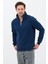 Unisex Regular Fit Pamuklu Dik Yaka Yarım Fermuarlı Sweatshirt Lacivert - Xl 1