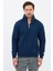 Unisex Regular Fit Pamuklu Dik Yaka Yarım Fermuarlı Sweatshirt Lacivert - Xl 2