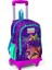 High Işıklı Tekerlekli Sevimli Kediler Çekçek Okul ve Seyahat Çantası Kız Çocuk Mor 1