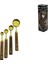 4 Pcs Gold Metal Ölçü Kaşık Seti Otantik Ağaç Kulp 15ML - 5ml - 2.5ml - 1.25ML (4741) 1