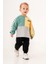 Erkek Çocuk Pamuklu Yeşil–sarı Colorblock Şeritli Sweatshirt & Siyah Eşofman Takım 2