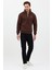 Regular Fit Dik Yaka Pamuklu Unisex Yarım Fermuarlı Nakışlı Sweatshirt Kahverengi - Xl 5