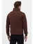 Regular Fit Dik Yaka Pamuklu Unisex Yarım Fermuarlı Nakışlı Sweatshirt Kahverengi - Xl 7