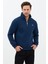 Regular Fit Dik Yaka Pamuklu Unisex Yarım Fermuarlı Nakışlı Sweatshirt Lacivert - L 5