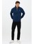 Regular Fit Dik Yaka Pamuklu Unisex Yarım Fermuarlı Nakışlı Sweatshirt Lacivert - L 6