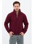 Unisex Regular Fit Pamuklu Dik Yaka Yarım Fermuarlı Sweatshirt Bordo - 2xl 1