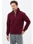 Unisex Regular Fit Pamuklu Dik Yaka Yarım Fermuarlı Sweatshirt Bordo - 2xl 4