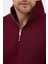 Unisex Regular Fit Pamuklu Dik Yaka Yarım Fermuarlı Sweatshirt Bordo - 2xl 6