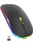 Şarjlı Kablosuz Sessiz Mouse Rgb LED Işıklı Ultra Slim USB 2.4ghz Siyah Ledli 800/1200/1600DPI 3