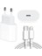 Ios iPhone 20W 2A Hızlı Şarj Aleti Beyaz Renk Type-C Lightning Kablolu 1