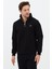 Regular Fit Dik Yaka Pamuklu Unisex Yarım Fermuarlı Nakışlı Sweatshirt Siyah - 2xl 2