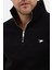 Regular Fit Dik Yaka Pamuklu Unisex Yarım Fermuarlı Nakışlı Sweatshirt Siyah - 2xl 5