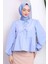 Kadın Balon Kol Etek Üstü Gömlek M1111 - Bebe Mavisi 1