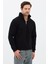 Unisex Regular Fit Pamuklu Dik Yaka Yarım Fermuarlı Sweatshirt Siyah - S 4
