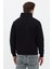 Unisex Regular Fit Pamuklu Dik Yaka Yarım Fermuarlı Sweatshirt Siyah - S 7