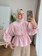 Kadın Etek Üstü Belden Büzgülü Gömlek M24140 - Pembe 1