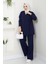 Kadın Yandan Bağlamalı Triko Takım Tesettür - Lacivert 1
