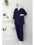 Kadın Yandan Bağlamalı Triko Takım Tesettür - Lacivert 2
