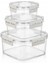 3'lü Pratik Silikon Contalı Sızdırmaz Kapaklı Sağlam Istiflenebilir Saklama Kapları 4