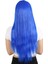 Uzun Kahküllü Fiber Sentetik Peruk / Koyu Mavi 4
