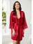 Saten Dantelli Gecelik Sabahlık Takım 4280 Kırmızı 1