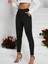 Kadın Pile Detay Beli Lastikli Günlük Slim Fit Viskon Iki Iplik Pantolon 4