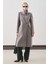 Premıum Kaşe Trench Tasarımlı Kaban Soft Gri 1
