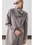 Premıum Kaşe Trench Tasarımlı Kaban Soft Gri 5