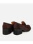 01AYH312760A480 KADIN Süet Deri Kahverengi Kalın Topuklu Klasik Loafer 4