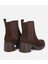 01BOH313170A480 KADIN Süet Deri Kahverengi Lastik Detaylı Kalın Topuklu Bot 4