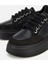 01AYH317820A100 KADIN Deri Siyah Bağcık Detaylı Kalın Tabanlı Spor Ayakkabı 3