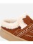 01TEH316850A370 KADIN Süet Deri Kahverengi Içi Kürklü Püskül Detaylı Düz Terlik 2