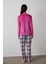 Fuşya Comfy Time Ekoseli Uzun Kollu Pijama Takımı 4