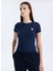 Yuvarlak Yaka Baskılı Mavi Kadın T-Shirt Mini Triangle Kadın Slim Fit T-Shir 1