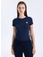 Yuvarlak Yaka Baskılı Mavi Kadın T-Shirt Mini Triangle Kadın Slim Fit T-Shir 4