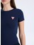 Yuvarlak Yaka Baskılı Mavi Kadın T-Shirt Mini Triangle Kadın Slim Fit T-Shir 5
