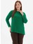 Yuvarlak Yaka Düz Yeşil Kadın Bluz 25KSL8257 2