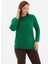 Yuvarlak Yaka Düz Yeşil Kadın Bluz 25KSL8257 3