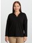Polo Yaka Taşlı Siyah Kadın Bluz 25KSL8213 2