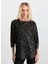 Bisiklet Yaka Simli Siyah Kadın Bluz 25KSL8218 2