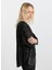 Bisiklet Yaka Simli Siyah Kadın Bluz 25KSL8218 3